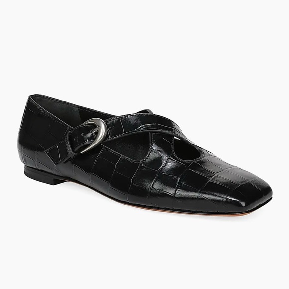Vince Shoes - Vince Cici Croc-Embossed Leather Ballet Flats black size 7.5M